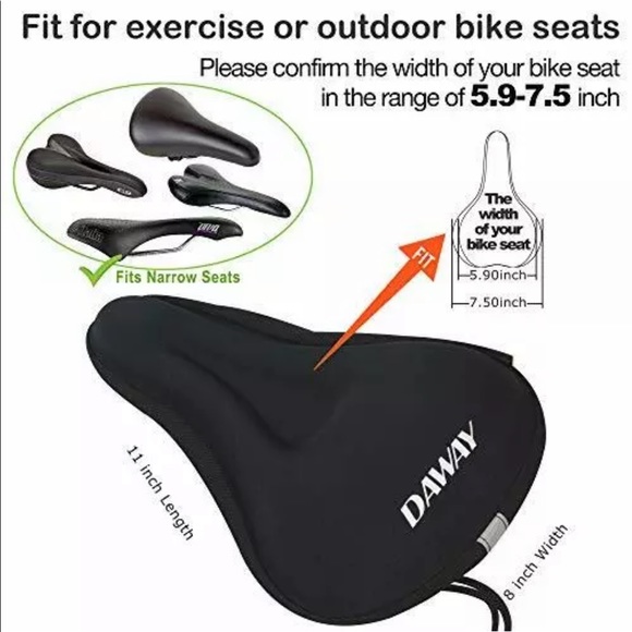 DAWAY C7 Soft Gel & Foam Padded Bicycle Seat Cover - Picture 6 of 7